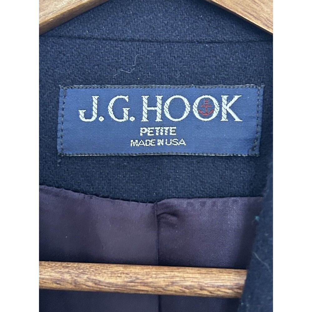 J G Hook Vintage Merino Wool Coat Sz 10 Navy Long Tailored Classic Gold Buttons - Picture 5 of 15